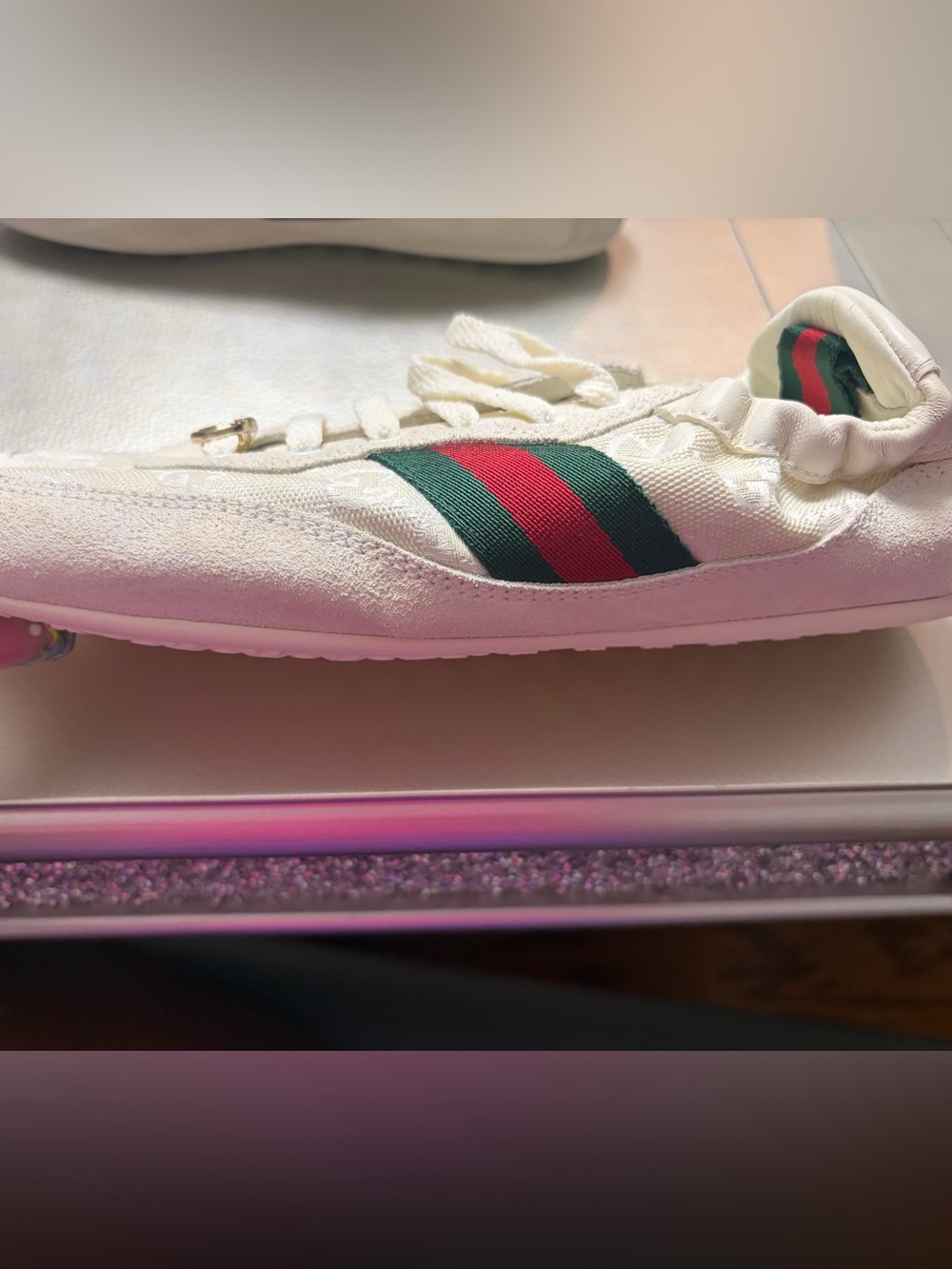 NEW GUCCI WOMEN’S GG CANVAS WEB SNEAKERS WHITE SIZE 38 BOX DUST BAG - Picture 13 of 13